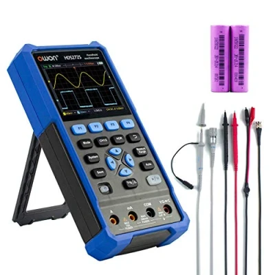 Immagine di OWON HDS272s Oscilloscopio palmare, multimetro digitale da 20000 conteggi, 2CH 3 in 1 tester universale, 1CH generatore di 70 MHz larghezza banda USB con display LCD a 3,5 pollici