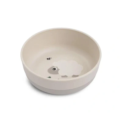 Immagine di Done by Deer Foodie Tiny Farm Beige, Ø 12,5 x 4,5 cm, ciotola per bambini con pratica base antiscivolo, in plastica 100% PP di qualità alimentare TPE antiscivolo