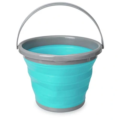 Immagine di Navaris Secchio Pieghevole 10 Litri in Silicone Secchiello Richiudibile 10l per Pulizie Bucato Campeggio Pesca Portatile Acqua Azzurro