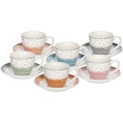 Immagine di Tognana Sienna, set 6 tazze caffè con piatto, new bone china, multicolor