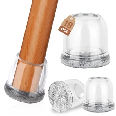 Immagine di Euqvunn 18pcs Gommini per Sedie Rotondi, Feltrini Silicone, Trasparente Coprigambe Sedie, Proteggi Gambe Mobili 14 20mm, Tappi Piedini Proteggere i Pavimenti da Graffi e Rumori