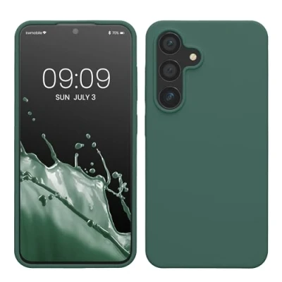 Immagine di kwmobile Cover per Samsung Galaxy S24 Custodia Back Case Caricatore Wireless Antiurto e Flessibile in Silicone TPU verde militare