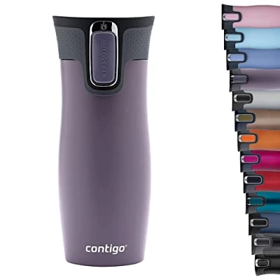 Immagine di Contigo Tazza Termica West Loop Autoseal, Caffè da Viaggio in Acciaio Inossidabile, Contenitore Termico a Tenuta Stagna, con Coperchio Privo di BPA, 470ml, Viola (Dark Blum)