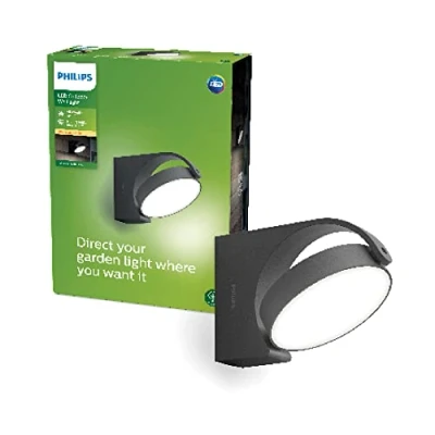 Immagine di Philips LED Mimosa, Lampada da parete Esterni, Luce Bianca Calda, Testa Orientabile, IP44, Basso Voltaggio, 7W