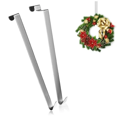 Immagine di com four® 2 Ganci per Porte in Acciaio Inossidabile da 27 cm ghirlande e Decorazioni di Appartamenti Interne ed Esterne Appendiabiti Appendere