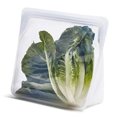 Immagine di Stasher Stand Up Bag Mega (trasparente) Sacchetti sandwich riutilizzabili per viaggi e cibo in plastica con chiusura a zip 24,1 cm x 27,9 3,8 / 3L