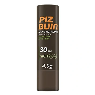 Immagine di PIZ BUIN Moisturising Stick solare per labbra SPF 30, Burrocacao protezione alta, Balsamo con filtro UVA/UVB, Aloe Vera e Vitamina E, resistente all&#039;acqua, 4.9 g