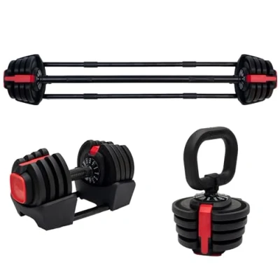 Immagine di TechFit Manubri con Custodia di Stoccaggio Ergonomic Handle, Weightlifting, Bodybuilding, Gym Exercises chiusura sicurezza Regolabili (1x19 kg)