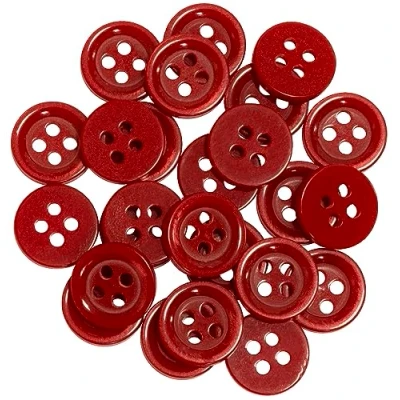 Immagine di AERZETIX C67908 Set di 25 Bottoni per cucire rotondi Ø11.5x2mm a 4 fori 18L L18 con bordo colore rosso scuro in plastica apertura 1.8mm moda merceria cucito abbigliamento decorazione