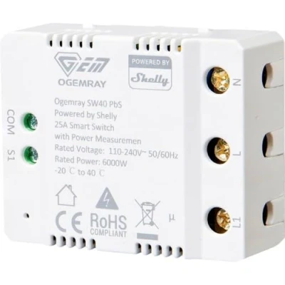 Immagine di Shelly, Attuatore, X·SW40 25A Relay PbS (Shelly SW40) (Attuatore dell&#039;interruttore)