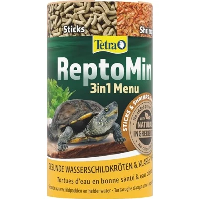 Immagine di Tetra ReptoMin Menu Turtle Food Mangime Vario 3in1 con Stick, Krill e Gamberetti per Tartarughe Acquatiche, Barattolo da 250 ml