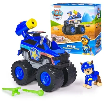 Immagine di Paw Patrol: Rescue Wheels, Auto di pattuglia Chase, Veicolo Giocattolo con lanciamissili e Action Figure collezionabile, Giocattoli per Bambini Bambine da 3 Anni in su