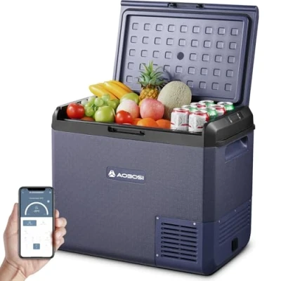 Immagine di AAOBOSI Frigo Portatile: IPX4 da Campeggio 60L con WIFI APP, 20 ℃ a 20℃ Elettrico Portatile 12v 220v Per Auto, Camion, Camper, Barca e Presa Di Corrente