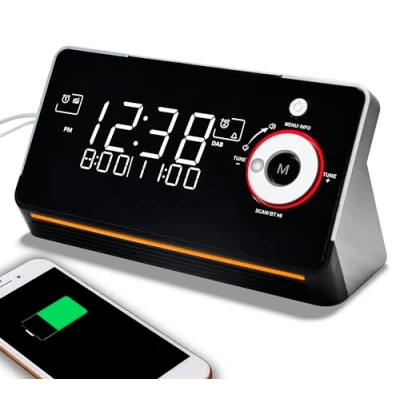 Immagine di iTOMA Sveglia da Comodino con Radio DAB e FM, Doppia Sveglia, Snooze, Display LCD Regolabile, luce notturna, Bluetooth, porte di ricarica Type C USB 729