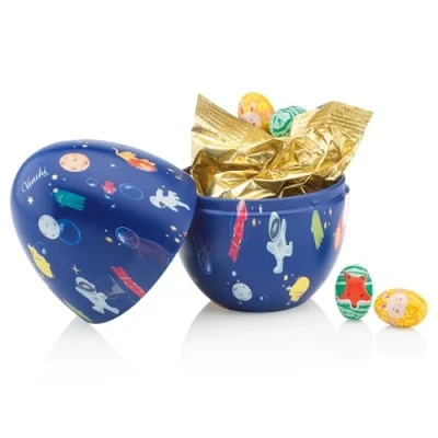 Immagine di Venchi Salvadanaio di Latta a Forma Uovo con 9 Ovetti Cioccolato, Gusti Assortiti Pistacchi, Mandorle e &quot;Nocciola Piemonte IGP&quot;, Senza Glutine, 100 gr, Collezione Pasqua, Idea Regalo