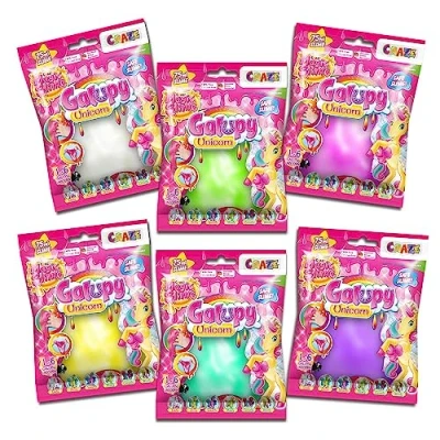 Immagine di CRAZE Magic Slime FOILBAG Confezione da 6x Borsine di 75ml, include statuina Galupy Unicorno, magico in una borsa
