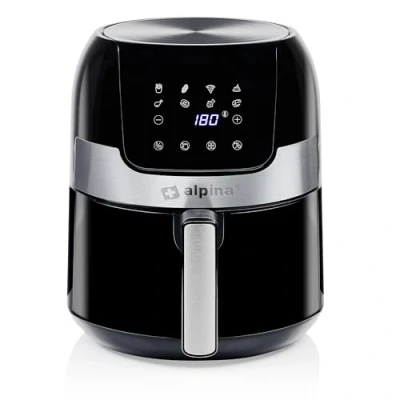 Immagine di alpina Airfryer friggitrice ad aria calda da 3,5 l, 1400 W, temperatura regolabile 80 a 200 C, forno per 3 5 persone, con timer fino 60 minuti, display digitale, metallo,
