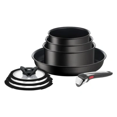 Immagine di Tefal Ingenio Unlimited On L3959053 Set di pentole e padelle, impilabili, a induzione, facile da pulire, rivestimento antiaderente, indicatore calore, colore: nero