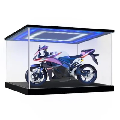 Immagine di Vetrina in Acrilico con luci a LED e Interruttore, Teca Plexiglass Cubo Contenitori Scatola Espositiva per Modellismo, Collezionismo, Action Figure, Statuette (30x20x20 cm)
