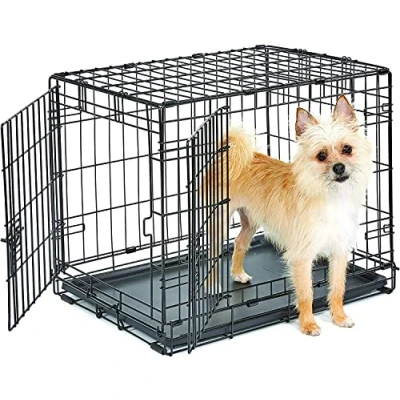 Immagine di New World , Gabbia per cani di piccola taglia, a 2 porte, lunga 60,96 cm, dotata vaschetta tenuta stagna, piedini protettivi e caratteristiche brevettate, B24