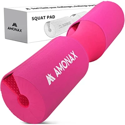 Immagine di Amonax Cuscino Bilanciere, Cuscinetto Hip Thrust Squat Pad Con Glute Band Fascia Elastica in Tessuto, Cavigliere Cavi Palestra per Macchine via Cavo, Allenamento Fitness Attrezzi Casa Donne Uomini