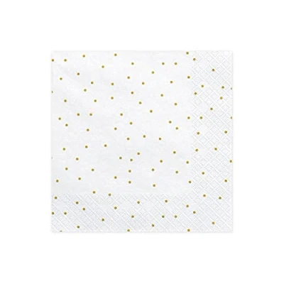 Immagine di Tovaglioli Bianco con Puntini d&#039; oro, 33 x cm, 1 Pacco (PZ) SP33 23 008