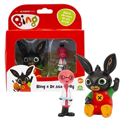 Immagine di Giochi Preziosi Bing Coppia di mini personaggi, seduto che saluta e Dott. Molly con la tua cartelletta, adatti per le mani dei più piccoli, bambini a partire dai 18 mesi, BNG10