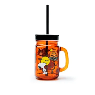 Immagine di Excelsa Peanuts Halloween Mug con Cannuccia, Vetro, Capacità 500 Ml.