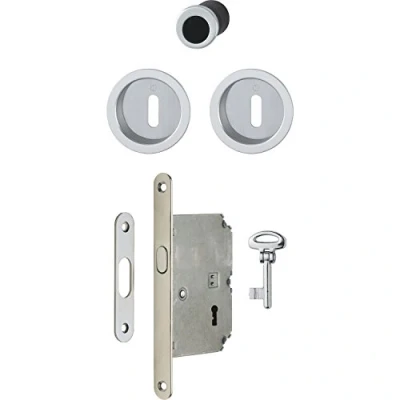 Immagine di Hoppe 3947902 porta scorrevole Conchiglia Set 4920 con castello, Rosetta tonda BB, chromsat