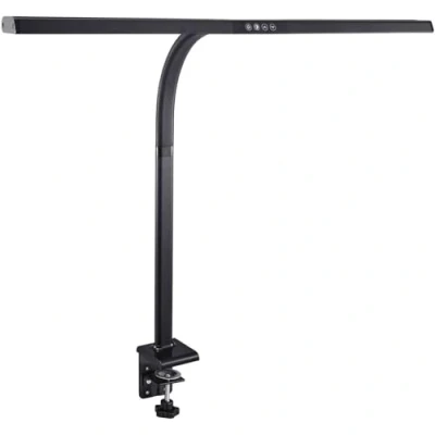 Immagine di FeinTech Lampada da scrivania nera a LED con base morsetto e collo di cigno, 80 cm, dimmerabile, grande, LTL00321, nero