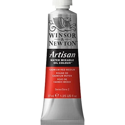 Immagine di Winsor &amp; Newton Olio Idrosolubile Artisan, Colori a Olio, Senza Solventi, Miscibile con L&#039;acqua, Tubo di 37 ML, Colore Rosso Cadmio Medio