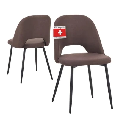 Immagine di Albatros Silvi Set di 2 sedie da sala pranzo con rivestimento in tessuto, stile vintage, corda, sedia imbottita certificata SGS moderna cucina, o tavolo