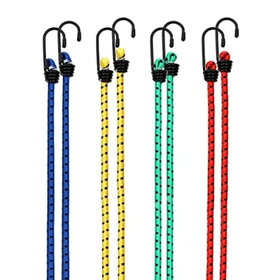 Immagine di Deuba Set 8 Corde Elastiche Valigia Expander Diverse Lunghezze Ganci in Acciaio Resistenti Elastici Bagagli