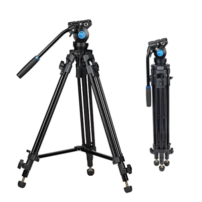 Immagine di SIRUI SH05 Treppiede Video con Testa Fluida a 360, Supporto Leggero in Alluminio per Fotocamera Reflex, DSLR, Cavalletto Videocamera, Altezza Massima 140cm, Carico Massimo 6kg