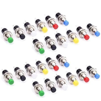 Immagine di GTIWUNG 24 Pezzi Mini Pulsanti Temporanei 7mm, Interruttore Momentaneo, Interrurrori da 1 A, 250 V, 2 Pin, SPST Apertura Normale per DIY Hobby