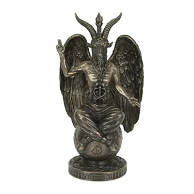 Immagine di Veronese Design Statua alta 10,3 pollici della scultura resina di Baphomet Finitura in bronzo fuso a freddo