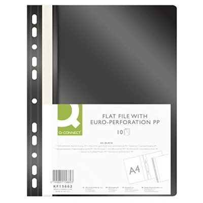 Immagine di Q CONNECT KF15662 Cartellina portadocumenti in plastica, formato A4, confezione da 10, colore: Nero