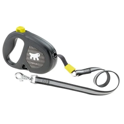 Immagine di Ferplast Flippy One Reflex Guinzaglio per Cani Allungabile Riflettente Passeggiate Serali Porta Sacchetti Pulsante Blocco &amp; Rilascio Design Ergonomico Nastro Max 25 kg 5m, Giallo