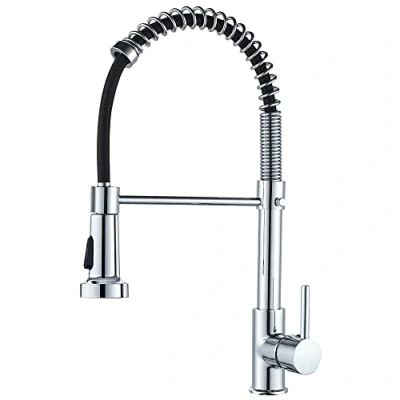 Immagine di Rubinetto da cucina con molla a spirale, Miscelatore doccetta estraibile, Acqua fredda e calda girevole 360 (cromo)