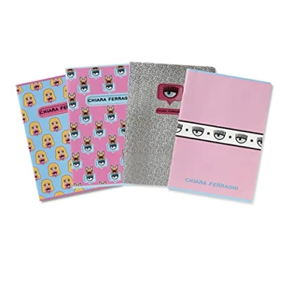 Immagine di Pigna Maxi Quaderni Chiara Ferragni, f.to A4, assortimento soggetti mix Rosa/Azzurro, Confezione 5