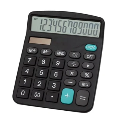 Immagine di Meichoon Calcolatrice da ufficio, a batteria solare, doppia alimentazione, display 12 cifre