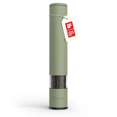 Immagine di LARS NYSØM Macina sale e pepe manuale grande (28,8 cm) con in ceramica regolabile da grossolana a fine I Design spezie (Sage Green)