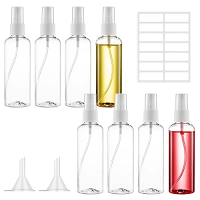 Immagine di Ysimple 8 Pezzi Bottigliette spray Vuote, 100 ml set di bottiglie da viaggio in plastica Flacone profumo ricaricabile, a prova fuoriuscita, vuoto per i viaggi e l&#039;uso quotidiano