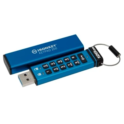 Immagine di Kingston IronKey Keypad 200 Drive flash Type a USB, crittografia hardware Certificazione FIPS 140 2 di Livello 3 (in fase approvazione) con XTS AES 256 bit IKKP200/128GB