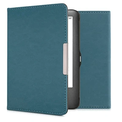 Immagine di kwmobile Custodia eReader Compatibile con Tolino Shine (2013) Cover eBook Reader Flip Case Simil Pelle Petrolio