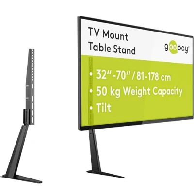 Immagine di goobay 58525 Supporto TV per e monitor da 32&quot; a 70&quot; (81 180 cm) / Inclinabile regolabile in altezza/Supporto piatti curvi fino 50 kg, Nero
