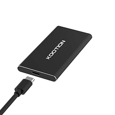 Immagine di KOOTION 256GB SSD Esterno Hard Disk Solido Portatile Disco Rigido USB C 3.1, Alta Velocità di Lettura e Scrittura Fino a 550 MB/s 500 MB/s, per MacBook, Computer, Laptop, Desktop, Nero