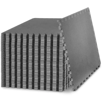 Immagine di ProsourceFit Extra Thick Puzzle Exercise Mat , EVA Foam Interlocking Tiles for Protective, Cushioned Workout Flooring Home and Gym Equipment, Grey 3/4 inch 96 Sq Ft 24