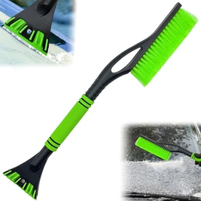 Immagine di Snow Brush Scraper di Ghiaccio 2 in 1, Raschietto per Auto con Scopa, Spazzola da Neve Auto，Snow Ghiaccio,Raschietto Manico Schiuma, (verde)