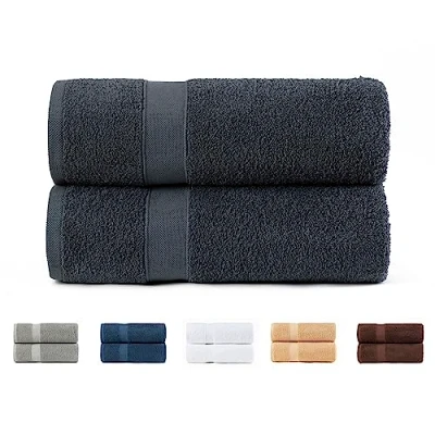 Immagine di Todocama Set di 2 asciugamani da bagno grandi, 100% cotone 550 g/m², extra morbidi, altamente assorbenti e ad asciugatura rapida, 100 x 150 cm, colore grigio scuro